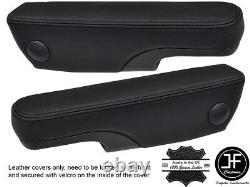 Black & Black Leather 2x Seat Armrest Covers Fits Ford Transit Mk7 2006-2013