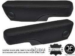 Black & Black Leather 2x Seat Armrest Covers Fits Vw T4 Transporter Caravelle