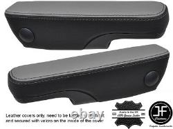 Black & Grey Real Leather 2x Seat Armrest Cover Fits Vw Sharan Mk1 Mk2 95-06