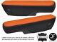 Black & Orange Leather 2x Seat Armrest Covers Fits Vw T4 Transporter Caravelle