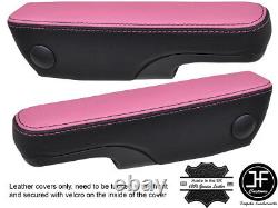 Black & Pink Real Leather 2x Seat Armrest Cover Fits Vw Sharan Mk1 Mk2 95-06