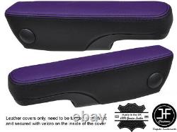 Black & Purple Leather 2x Seat Armrest Covers Fits Ford Transit Mk7 2006-2013