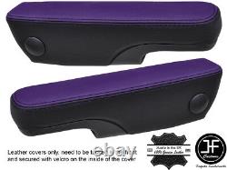 Black & Purple Leather 2x Seat Armrest Covers Fits Vw T4 Transporter Caravelle