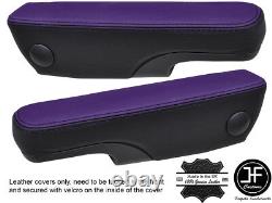 Black & Purple Real Leather 2x Seat Armrest Cover Fits Vw Sharan Mk1 Mk2 95-06