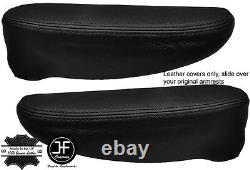 Black Stitch 2x Seat Armrest Leather Covers Fits Chrysler Grand Voyager 01-08