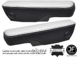 Black & White Real Leather 2x Seat Armrest Cover Fits Vw Sharan Mk1 Mk2 95-06