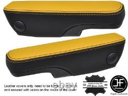 Black & Yellow Leather 2x Seat Armrest Covers Fits Vw T4 Transporter Caravelle