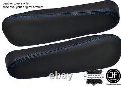 Blue Stitch 2x Seat Armrest Leather Covers Fits Honda Crv Cr-v 2007-2011