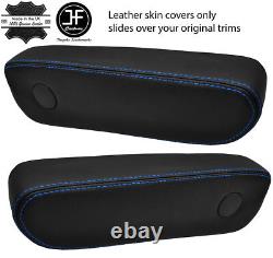 Blue Stitch 2x Seat Armrest Real Leather Covers Fits Bmw E23 E28 5 & 7 Series