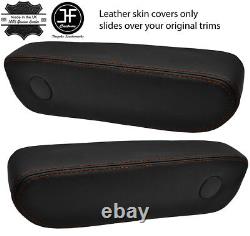 Brown Stitch 2x Seat Armrest Real Leather Covers Fits Bmw E23 E28 5 & 7 Series