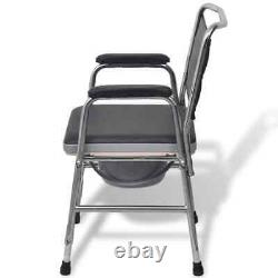 Commode Chair Steel Black Hygienic Disability Elderly Potty Toilet Seat vidaXL
