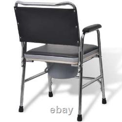 Commode Chair Steel Black Hygienic Disability Elderly Potty Toilet Seat vidaXL