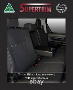 FRONT & REAR ARMREST ACCESS Seat Covers fit Toyota Hilux Premium Waterproof