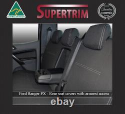FRONT and REAR (+ Armrest) Seat Covers Fit Ford Ranger PX Premium Neoprene
