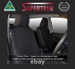 FULL-BACK FRONT & REAR ARMREST ACCESS Seat Covers fit Toyota Hilux MY16