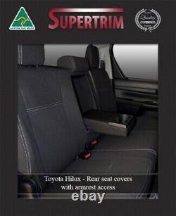 FULL BACK FRONT & REAR ARMREST ACCESS Seat Covers fit Toyota Hilux Waterproof