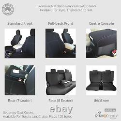Fit Toyota Prado J150 5-Seater (Nov09-Now) REAR Neoprene Seat Covers + Armrest