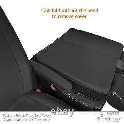 Fit Volkswagen VW Transporter T5 Full-Back BUCKET BENCH Seat Cover+Armrest Acces