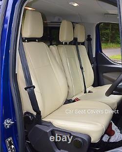 Ford Transit Custom Crew Van Tailored Genuine Fit Seat Covers Cream Leatherette