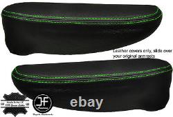 Green Stitch 2x Seat Armrest Leather Covers Fits Chrysler Grand Voyager 01-08