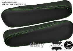 Green Stitch 2x Seat Armrest Leather Covers Fits Honda Crv Cr-v 2007-2011