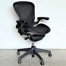 HERMAN MILLER Aeron Task Swivel Chair sizeB Black Posture-Fit USA Made Ergonomic