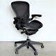 Herman Miller Aeron Task Swivel Chair Sizeb Black Posture-fit Usa Made Ergonomic