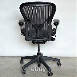 HERMAN MILLER Aeron Task Swivel Chair sizeB Black Posture-Fit USA Made Ergonomic