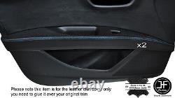 L Blue Stitch 2x Front Door Armrest Leather Covers Fits Seat Leon 13-20 5 Door