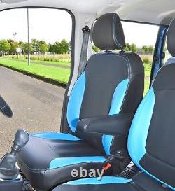 Leather Look Tailored Black & Blue Seat Covers Fits Nissan NV300 Double Crew Cab