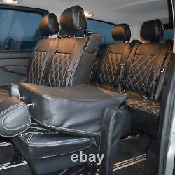 Mercedes Vito W447 9 Seater Seat Covers Black Leatherette Stitched Flutes