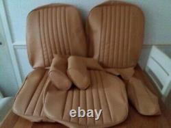 Mgb gt SEAT covers in BISCUIT + headrests + REARS +2 m. Of vinyl. Fits 1970 to 81