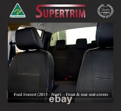 REAR + Armrest Seat Cover Fit Ford Everest (Oct 2015 Now) Neoprene Waterproof