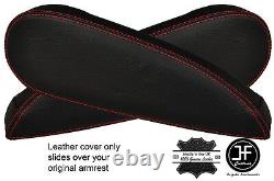 Red Stitch 2x Seat Armrest Leather Covers Fits Citroen C4 Picasso Vtr+ 06-13
