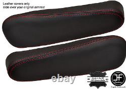 Red Stitch 2x Seat Armrest Leather Covers Fits Honda Crv Cr-v 2007-2011