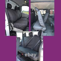 Renault Trafic 01-06 Minibus (No Armrest) Tailored Waterproof Black Seat Covers