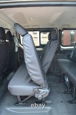 Renault Trafic 2001-06 Minibus Tailored Waterproof (WithArmrest) Black Seat Covers
