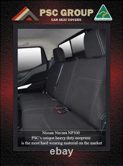 Seat Cover Fit Nissan Navara (2015-On) Front & Rear ARMREST Premium Neoprene