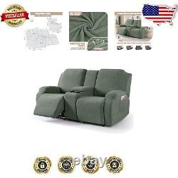 Striped Stretch Recliner Loveseat Slipcover for Console, Easy Care & Secure Fit