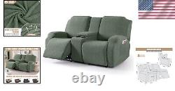 Striped Stretch Recliner Loveseat Slipcover for Console, Easy Care & Secure Fit