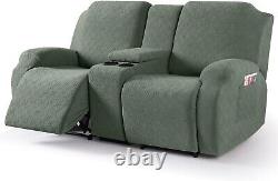 Striped Stretch Recliner Loveseat Slipcover for Console, Easy Care & Secure Fit