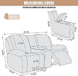 Striped Stretch Recliner Loveseat Slipcover for Console, Easy Care & Secure Fit