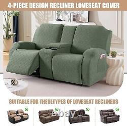 Striped Stretch Recliner Loveseat Slipcover for Console, Easy Care & Secure Fit