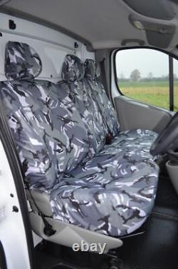 Tailored Front 3 (No Armrest) Grey Camo Seat Covers For Nissan Primastar 2002-06