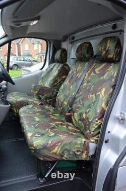 Tailored Front 3 (WithArmrest) Green Camo Seat Covers For Nissan Primastar 2006-14