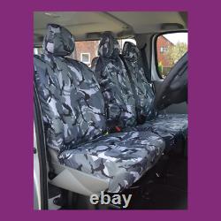 Tailored Front 3 (WithArmrest) Grey Camo Seat Covers For Nissan Primastar 2002-06