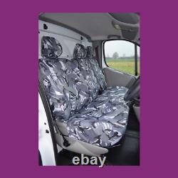 Tailored Front (No Armrest) Grey Camo Seat Covers For Nissan Primastar 2006-2014