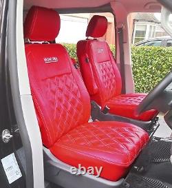 Transporter T6 or T5 KOMBI Crew Cab Captain Seat Covers Red Diamonds Quilting