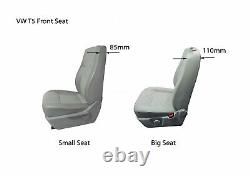 VW Transporter T5 Genuine Fit Quilted Van Seat Covers Grey & White Flutes