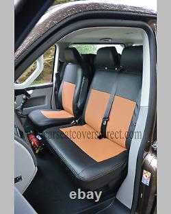 VW Transporter T5 MINIBUS 9 Seater Tailored Van Seat Covers Black & Tan